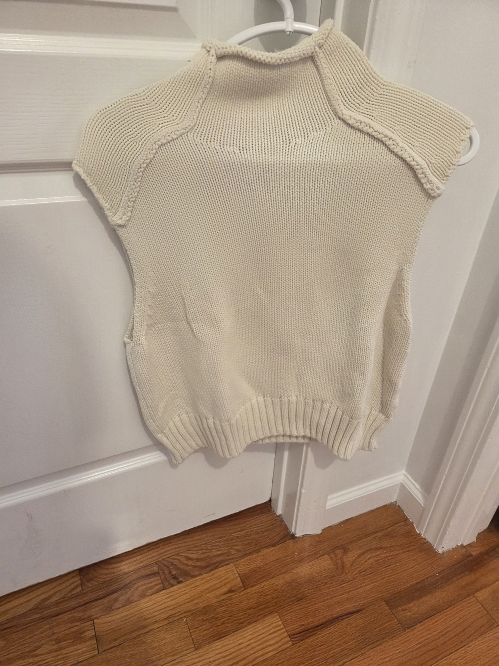 Zara Cream Ribbed Mock Neck Knit Vest
